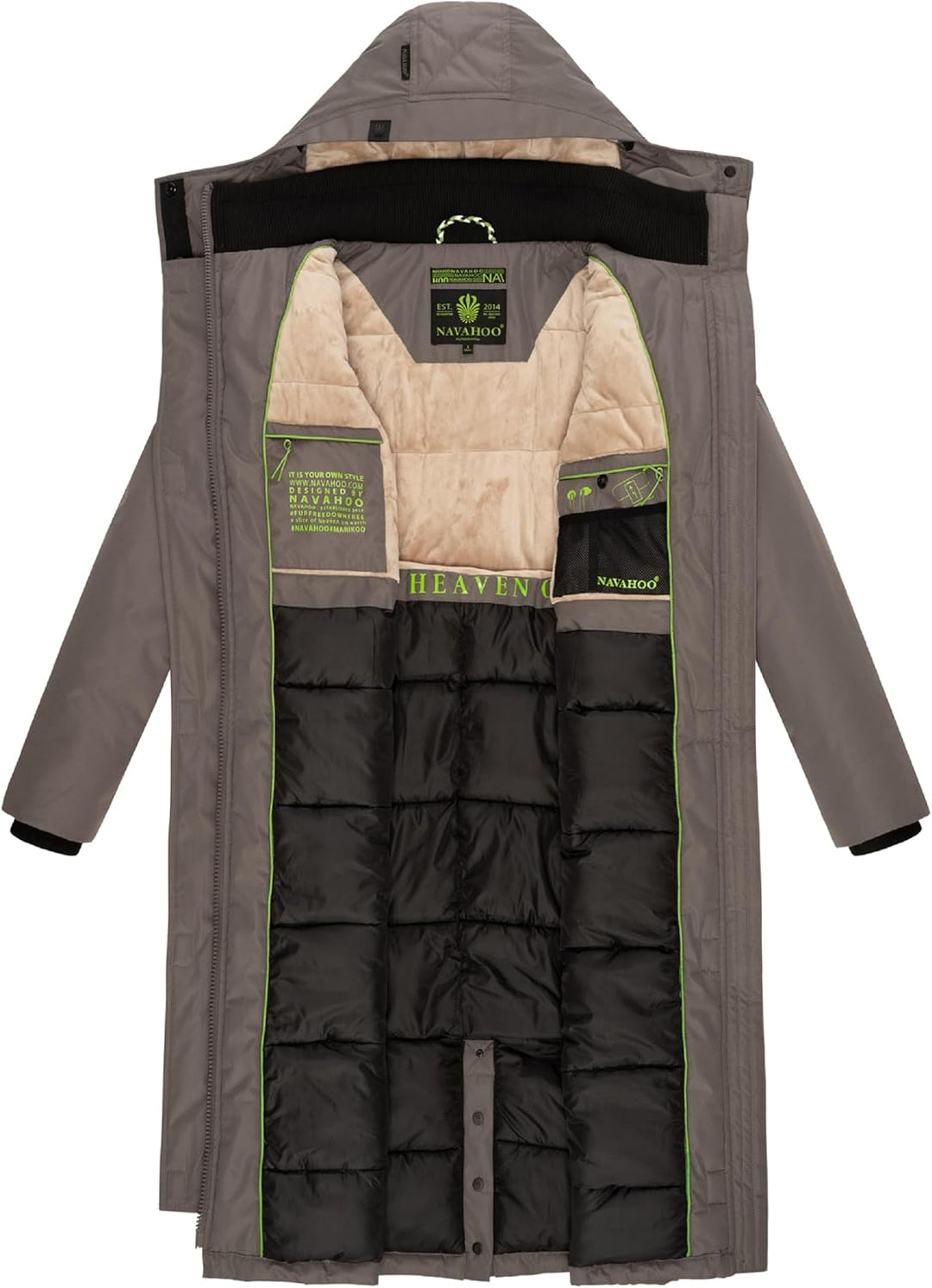 Navahoo Damen Wintermantel Warmer Parka lang mit hohem Kragen und weicher Kapuze Hokulanii XS-XXL S