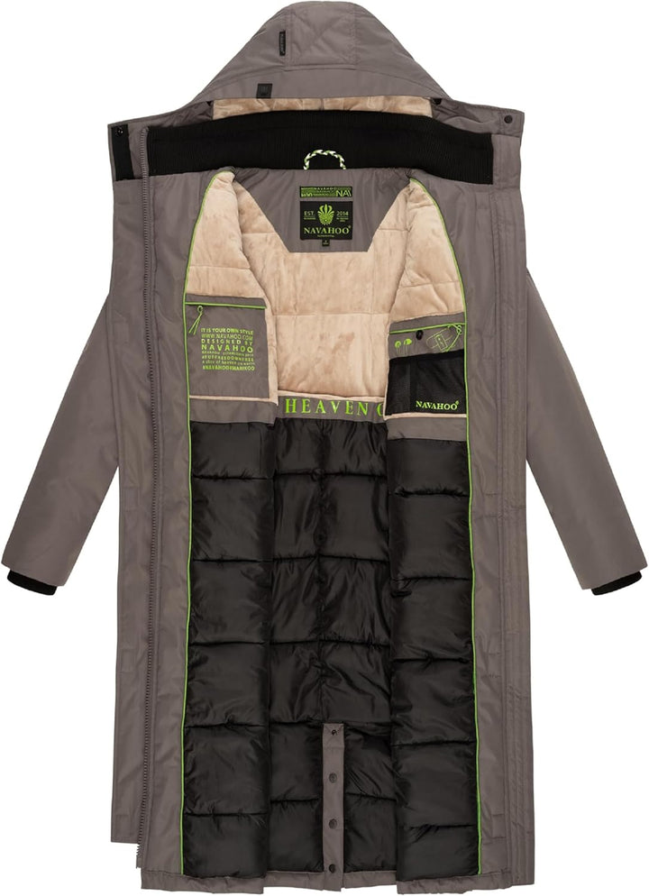 Navahoo Damen Wintermantel Warmer Parka lang mit hohem Kragen und weicher Kapuze Hokulanii XS-XXL S
