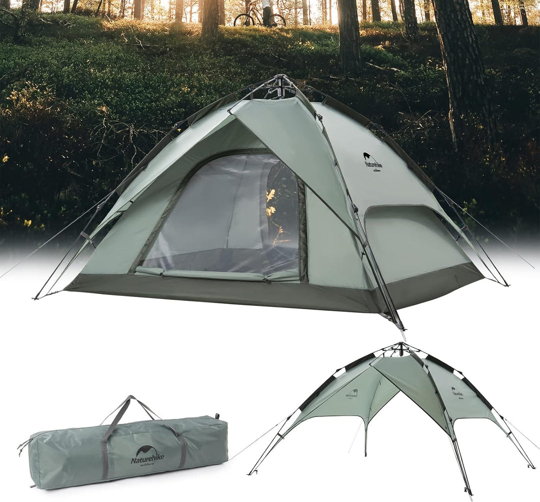 Naturehike Pop Up Zelt Wurfzelte Automatik Campingzelt 3-4 Personen Doppeldeck Kuppelzelt Grosses Fa