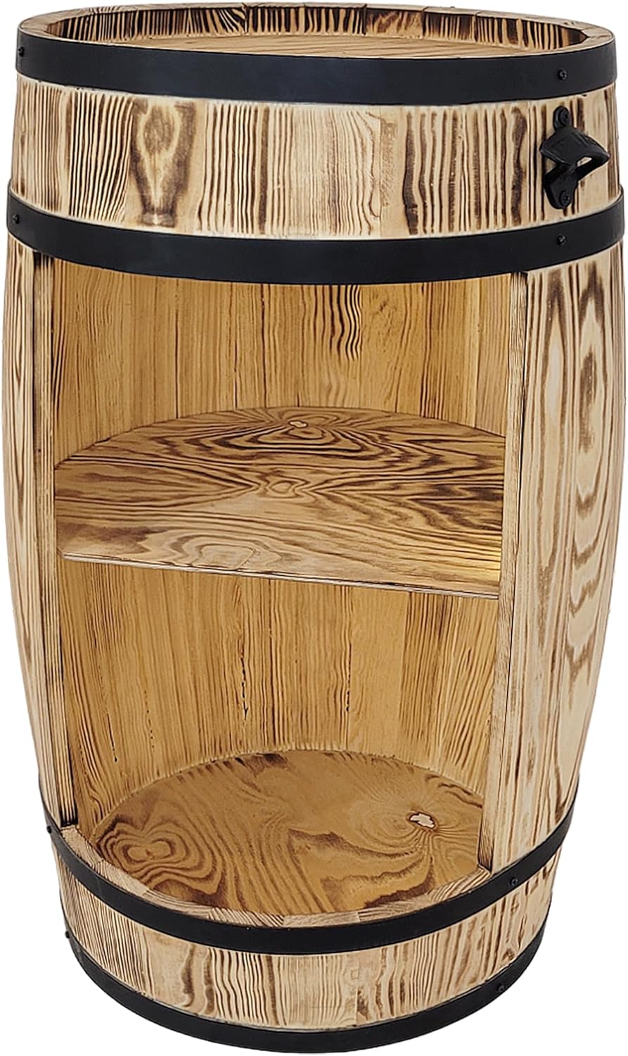 weeco Holzfass Hausbar mit LED Leuchten - Barschrank - Weinfass als Weinregal - Weinschrank im Retro