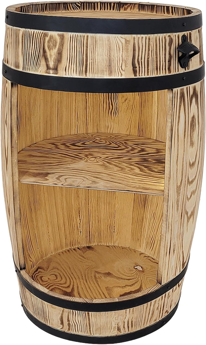 weeco Holzfass Hausbar mit LED Leuchten - Barschrank - Weinfass als Weinregal - Weinschrank im Retro
