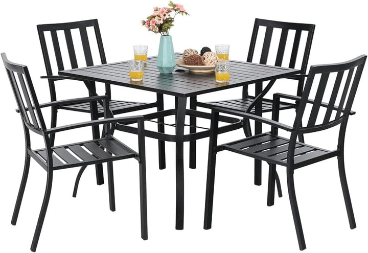 PHIVILLA Gartentisch und Stühle 4er Set Terrassentisch Stühle Metall Outdoor Bistro Gartenmöbel Sets