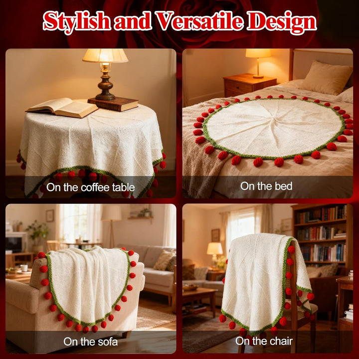 Rose Bouquet Blanket 80cm, Rose Blumenstraussdecke, Fertige Rosenstrauss Häkeldecke Handgefertigte B
