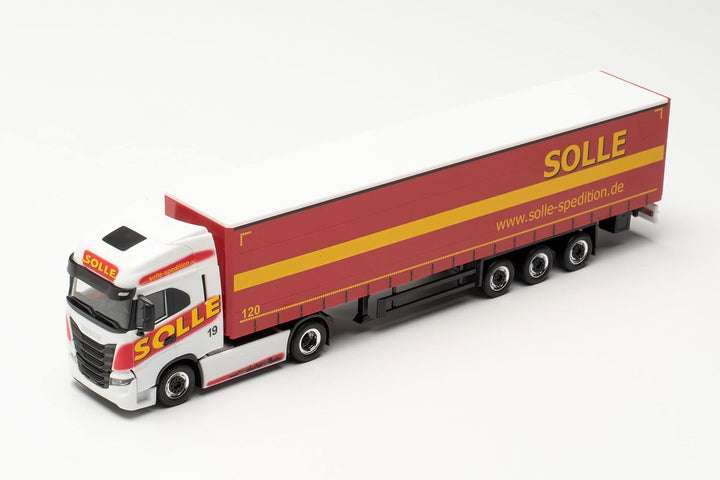 Herpa LKW Modell Iveco S-Way Gardinenplanen-Sattelzug „Solle“, originalgetreu im Massstab 1:87, Mode