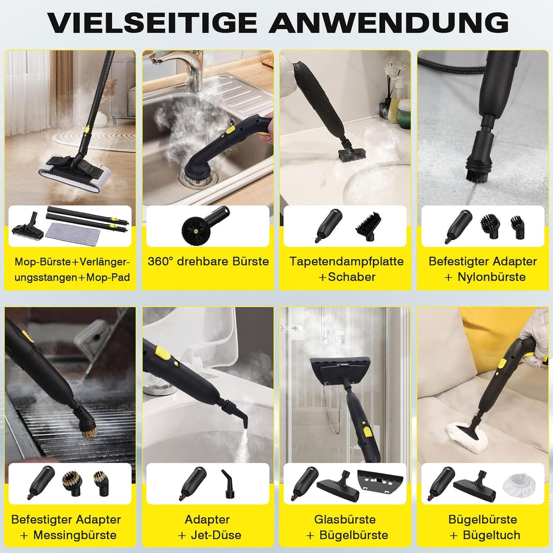 TVD Dampfreiniger, Polstermöbelreiniger, Dampfreiniger mit 5 m extra Langem Netzkabel für Bodendampf