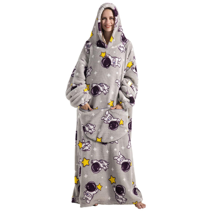 Ultra Weiche Hoodie Decke mit Ärmeln Warme Flanell Decke zum Anziehen für Zuhause Sofa und Bett, Kus