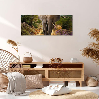 Wandbilder Dekoration Wohnzimmer Tiere Afrika Elefanten Spaziergang Bilder auf Leinwand 120x50cm Lei