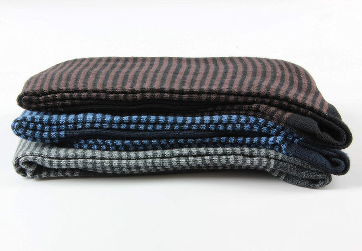 Citycalze Lange gestreifte Socken für Herren, aus warmer Baumwolle, weich, 6 Paar, hergestellt in It