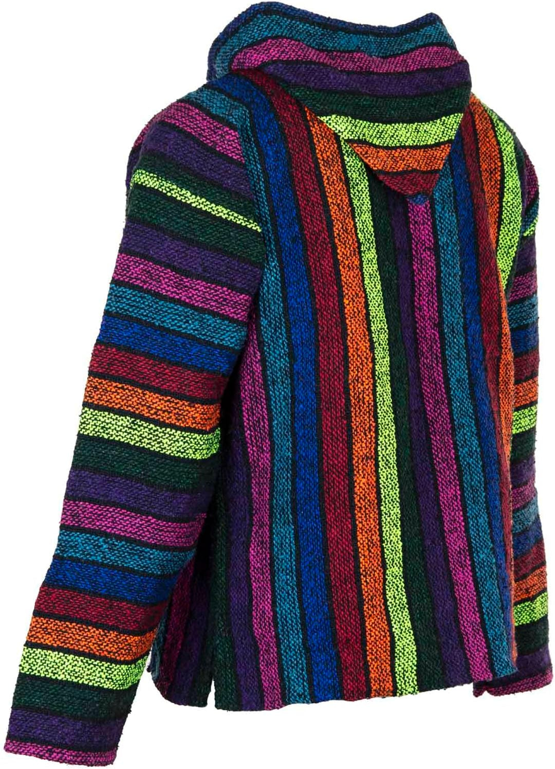 Siesta Baja Hoodie – Mexikanischer Jerga Hippie Pulli Kapuzenpullover für Herren und Damen M Regenbo