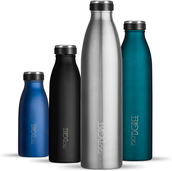 720°DGREE Edelstahl Trinkflasche “milkyBottle” - 1L - BPA-Frei, Auslaufsicher, Kohlensäure geeignet