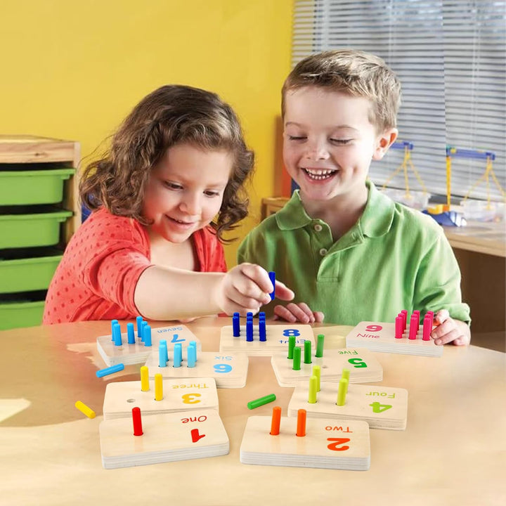 Hölzerne Zählung Zahlen Peg Board für Kinder, Montessori Mathe Spielzeug für Kleinkinder, Mathe Mani
