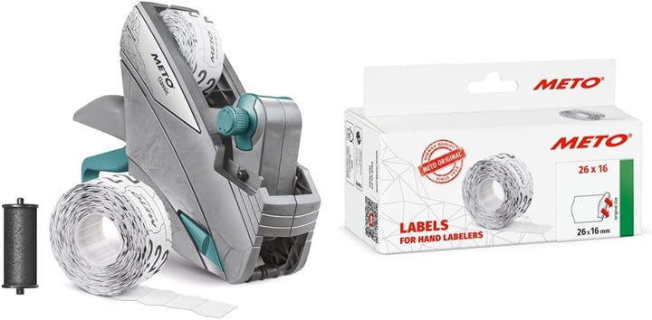 Meto Classic S Preisauszeichner Set – Preis & Preisauszeichner Etiketten (26x16 mm, 2-zeilig, 6.000