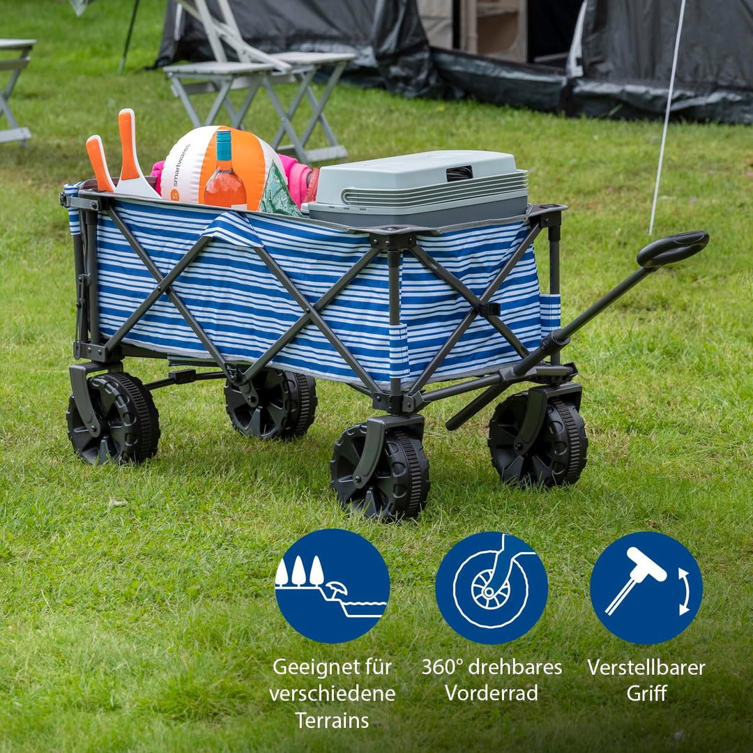 Campart Faltbarer Bollerwagen Saint-Michel – 80 l – bis 70 kg – Heckklappe – inkl. Transporttasche –