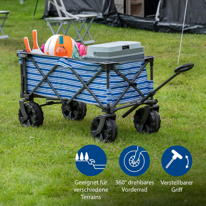 Campart Faltbarer Bollerwagen Saint-Michel – 80 l – bis 70 kg – Heckklappe – inkl. Transporttasche –