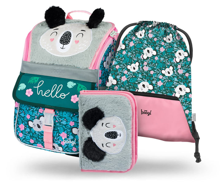 Schulranzen Mädchen Set 3 Teilig, Zippy Schultasche ab 1. Klasse, Grundschule Ranzen mit Brustgurt,