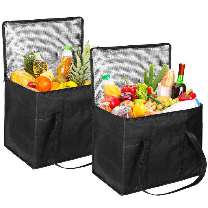 30L Isolierte Picknick-Kühltaschen, 2 Wiederverwendbare Einkaufstaschen, Faltbare Kühlboxen mit Deck