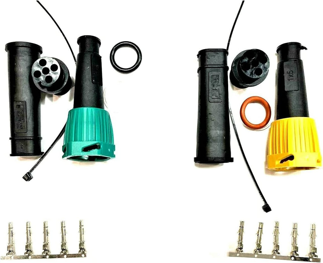 Bajonettstecker M10 5-polig 6-polig für Anhänger Rückleuchten – Gelb Links/Grün Rechts/Set mit Kabel