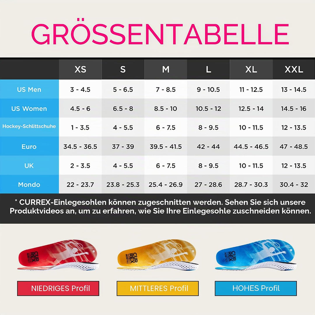 CURREX AcePro Einlegesohlen für Tennis- und Hallenschuhe - Optimal für Handball, Badminton und Volle