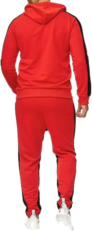 amropi Herren Trainingsanzug Jogginganzug Männer Kapuzenpullover und Jogginghose Sportanzug 6XL Rot,