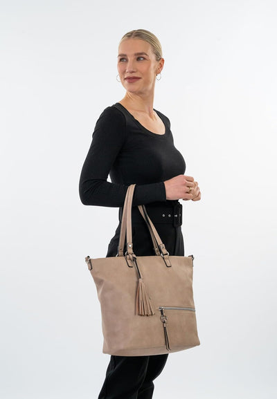 Tamaris Shopper TAS Nele 32803 Damen Handtaschen Uni Einheitsgrösse Taupe 900, Einheitsgrösse Taupe