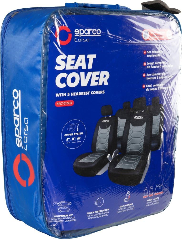 SPARCO SPC1016GR Komplettes Set Sitzbezüge Grau und Schwarz