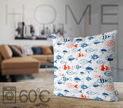 VOID Fischschwarm Blau Rot Kissenbezug Kissenhülle Sofakissen Kissen Deko Outdoor-Kissen Dekokissen,