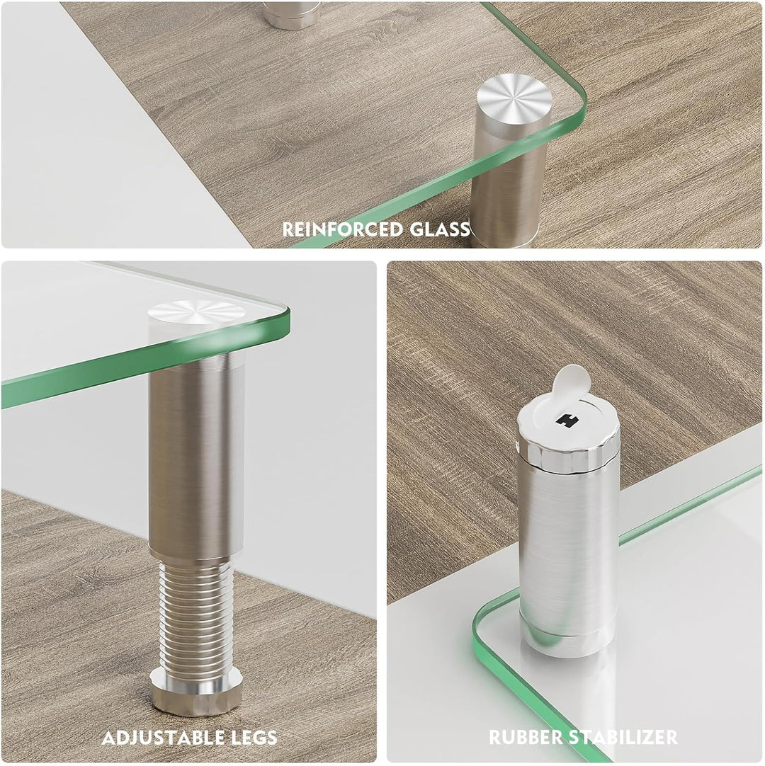 Hemudu Monitorständer aus Glas ergonomischer Laptopständer, mit Höhenverstallung Multi Media Desktop