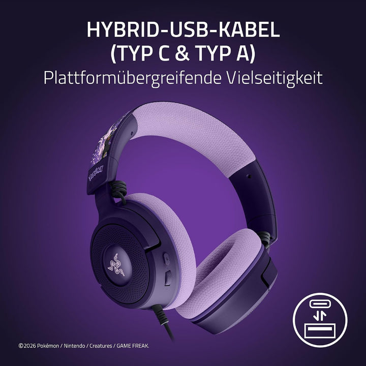 Razer Kraken V4 X Pokémon Espeon &amp; Umbreon Edition - Kabelgebundenes USB Gaming-Headset - Triforce 4