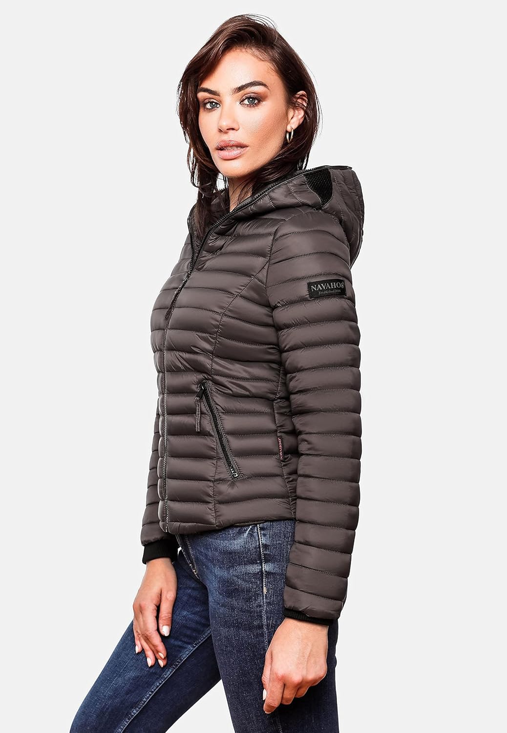 Navahoo Damen Damen leichte Übergangsjacke Steppjacke mit Kapuze Kimuk XS-XXL XS Anthracite, XS Anth
