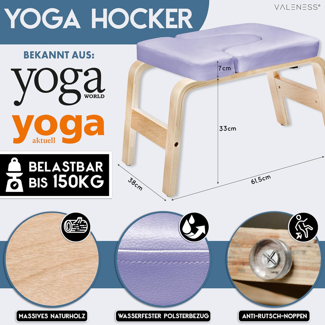 Yoga Kopfstandhocker - Hochwertiger Yoga Hocker inkl. Yogagurt, Yogablock & Übungsposter - Yoga Stuh
