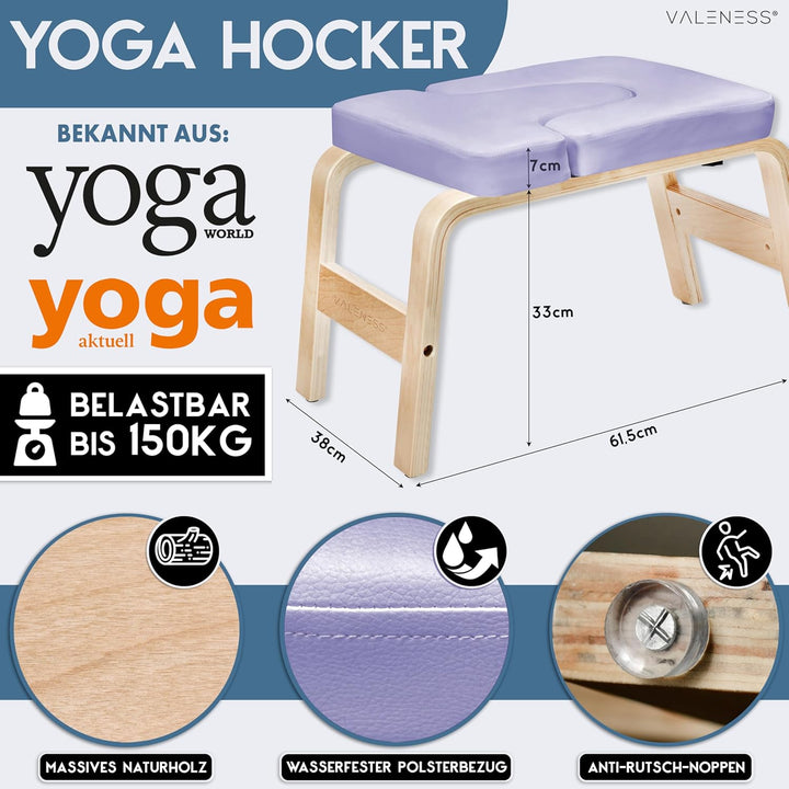 Yoga Kopfstandhocker - Hochwertiger Yoga Hocker inkl. Yogagurt, Yogablock & Übungsposter - Yoga Stuh