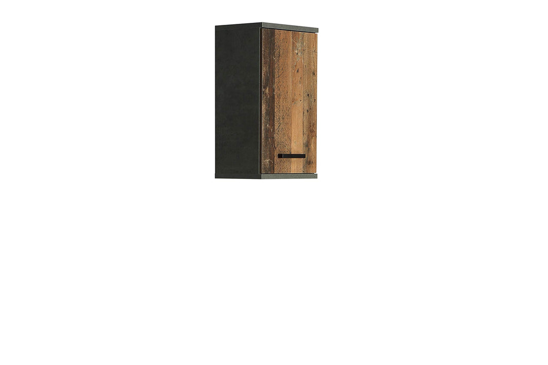 FORTE Veris Hängeschrank mit 1 Tür, Holzwerkstoff, Betonoptik Dunkelgrau /Old Wood Vintage, 68,8 x 4
