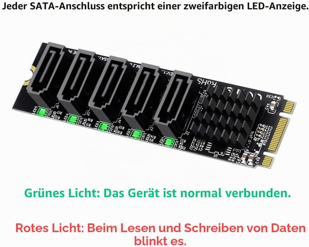 chenyang CY 2280 M.2 NGFF Key B+M SATA auf SATA 3.0 6Gbps 5 Ports PM Funktion Konverter Adapter JMB5