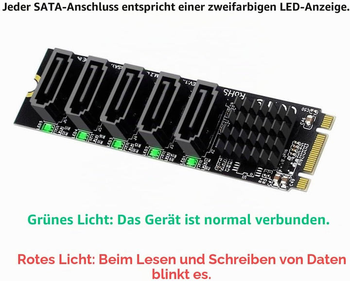 chenyang CY 2280 M.2 NGFF Key B+M SATA auf SATA 3.0 6Gbps 5 Ports PM Funktion Konverter Adapter JMB5