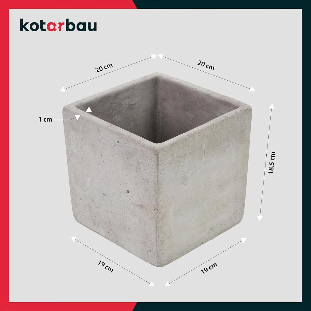 KOTARBAU® Blumentopf Übertopf 20 x 20 cm für Blumen Pflanzen aus Dekorativ-Beton Quadratisch im Inne