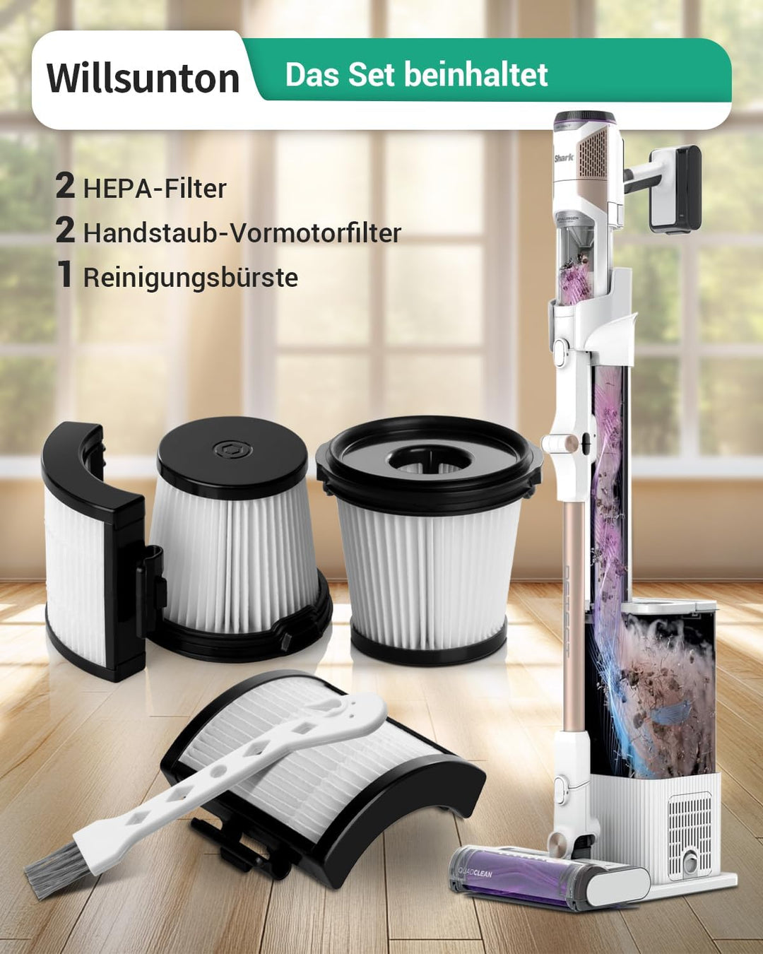 IW3612EU Filters Kompatibel mit Shark IW1611DE IW1611EU IW3611DE IW3611EU Detect Clean & Empty Akku-