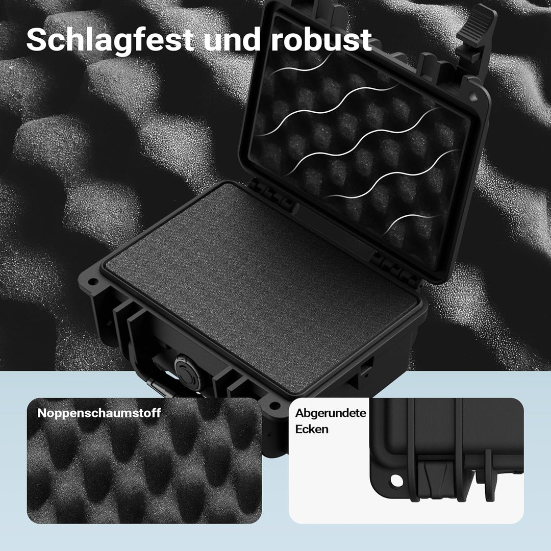 Wiltec Universalkoffer 21,9 x 18,5 x 10,4 cm, wasserdichter Transportkoffer, Schutzkoffer aus PP und