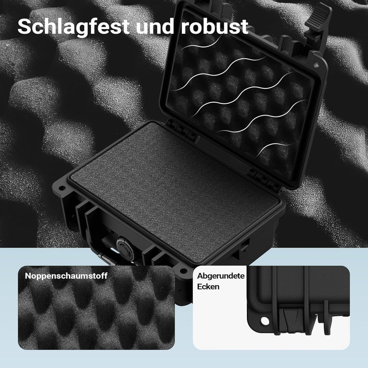 Wiltec Universalkoffer 21,9 x 18,5 x 10,4 cm, wasserdichter Transportkoffer, Schutzkoffer aus PP und