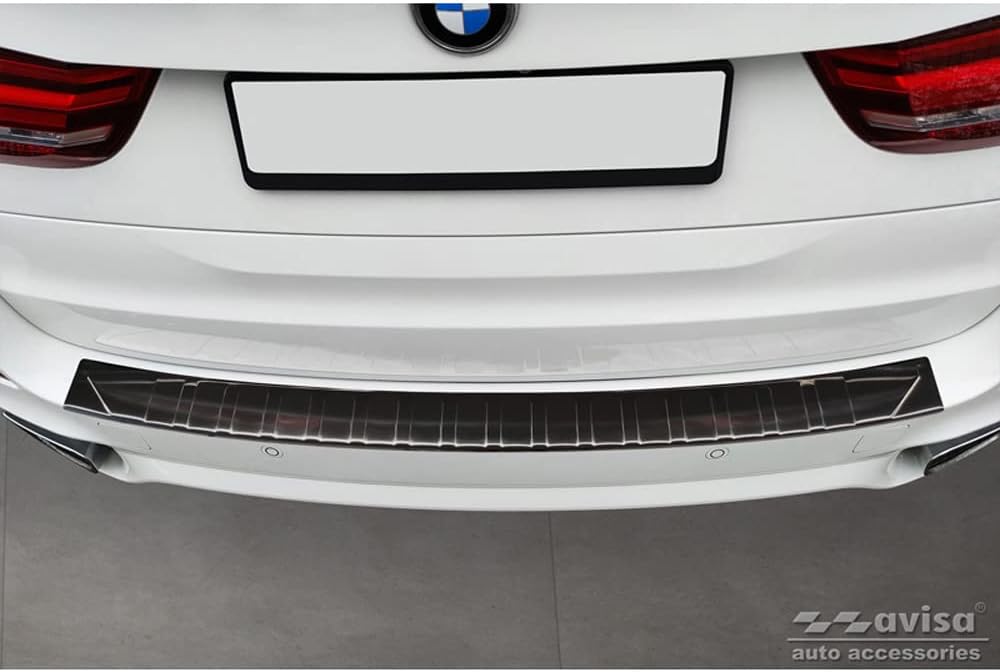 Avisa Schwarz Edelstahl Heckstossstangenschutz kompatibel mit BMW X5 F15 2013-2018 mit M-Paket 'Ribs