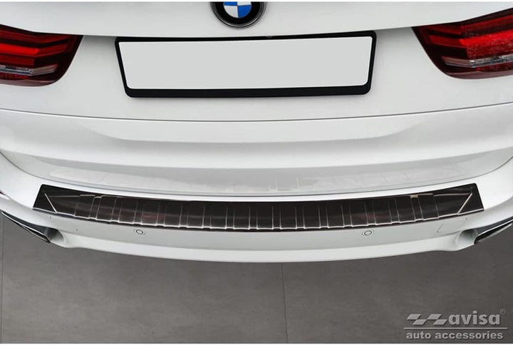 Avisa Schwarz Edelstahl Heckstossstangenschutz kompatibel mit BMW X5 F15 2013-2018 mit M-Paket 'Ribs