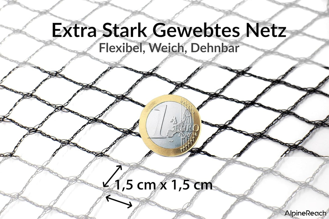 AlpineReach 2m x 20m Vogelschutznetz Gartennetz Feinmaschig (15 x 15mm) Extra Stark Gewebtes Netz, V