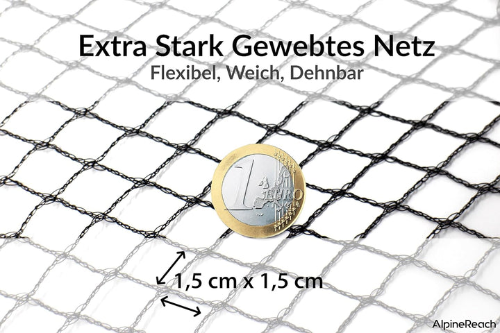 AlpineReach 2m x 20m Vogelschutznetz Gartennetz Feinmaschig (15 x 15mm) Extra Stark Gewebtes Netz, V