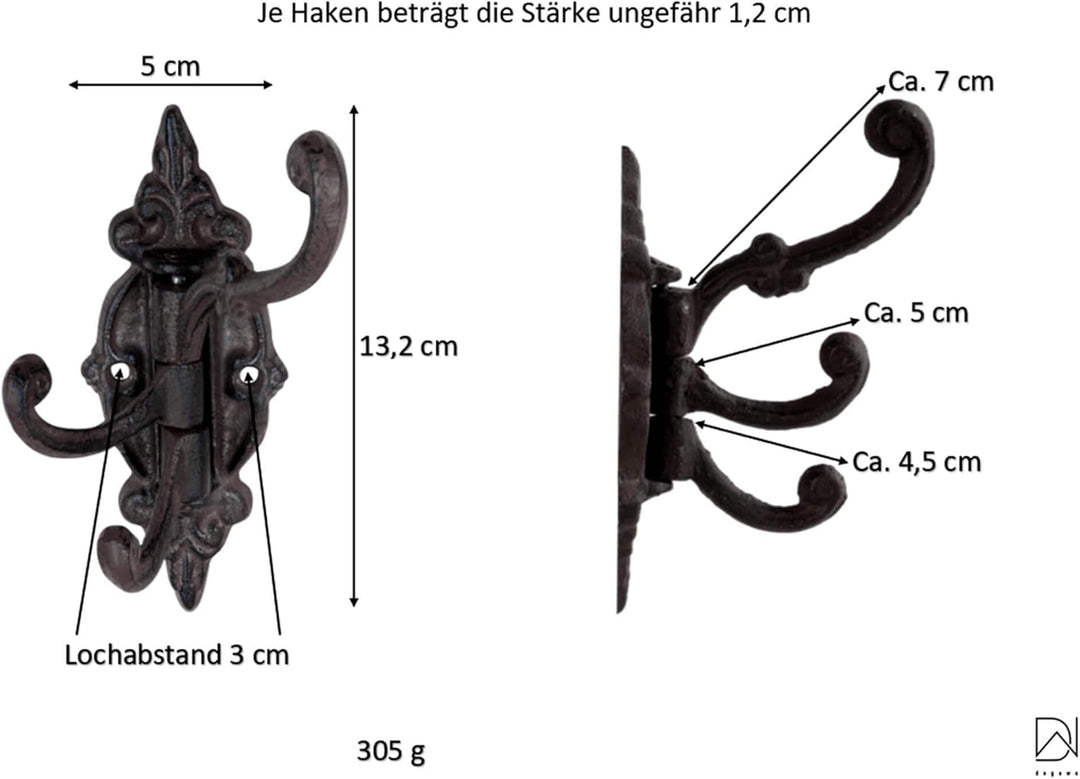 degawo Wandgarderobe Haken im 5 er Set Handtuchhaken - Moderner schwarzer- brauner Wandhaken - Stilv