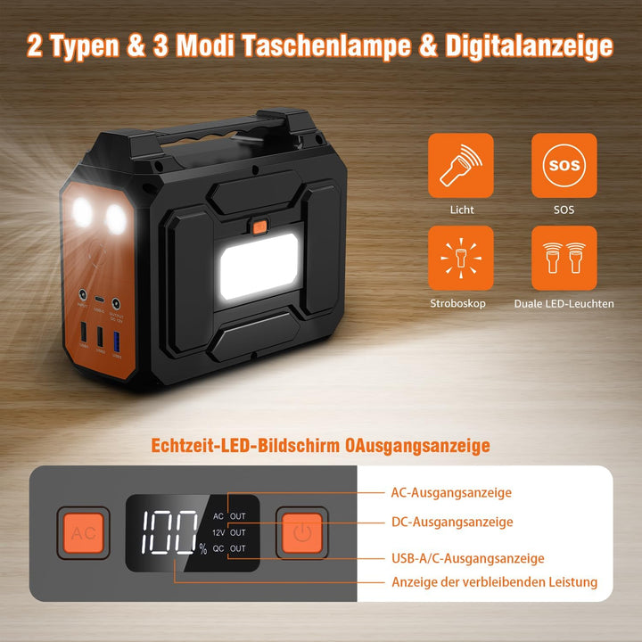 Powkey Powerstation mit Solarpanel 99Wh/27000mAh Tragbare Powerstation mit 40W Faltbare Solarpanel 1
