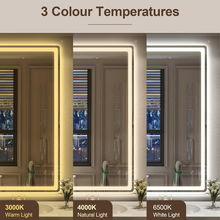 STARLEAD Badezimmerspiegel-mit-Beleuchtung 140x80cm, Grosser LED-Spiegel-Bad mit Entfoggen, Bluetoot
