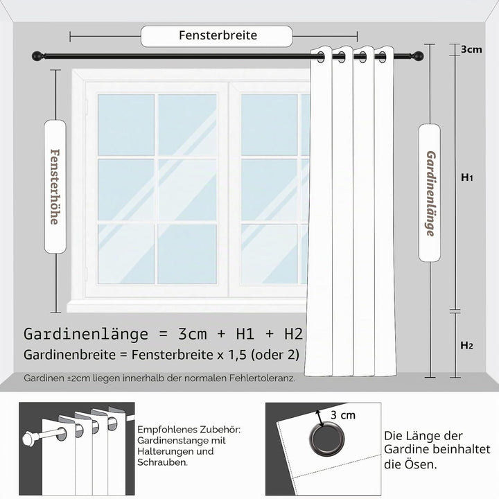 MRTREES Thermo Gardinen mit Ösen Blickdicht Grün für Küche Fenster Wohnzimmer Modern Kurz 2er Set H