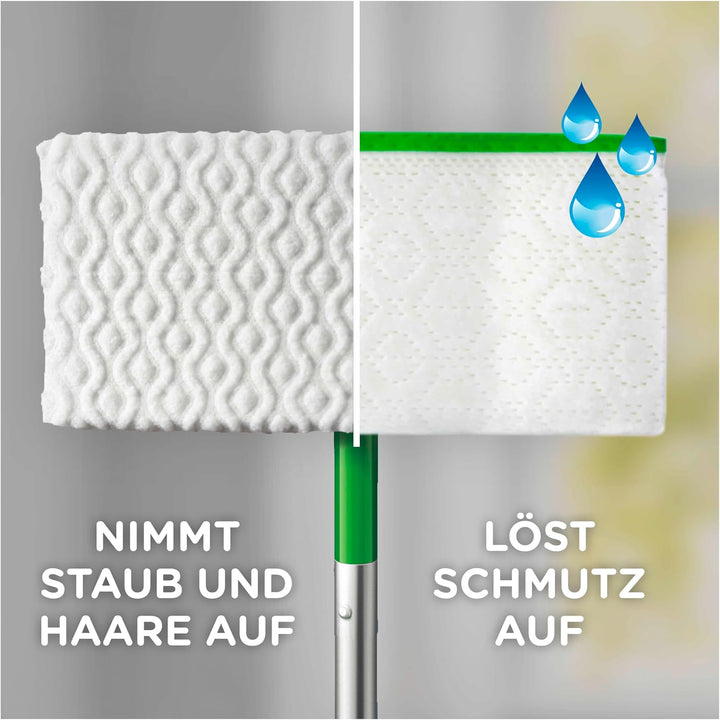 Swiffer Bodenwischer Mit 102 Trockenen Bodentüchern Nimmt Schmutz Auf Und Schliesst Ihn Ein (+3 Feuc