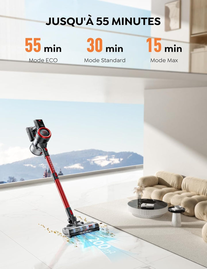 BuTure VAC Akku Staubsauger Kabellos, Akkustaubsauger 38000Pa/450W Saugleistung, Wandhalterung mit i