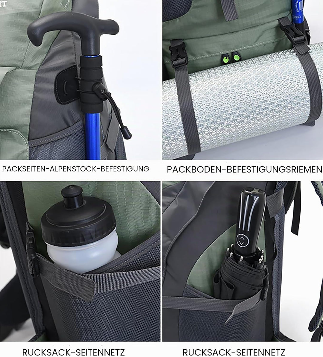 Bseash 50L Leichter wasserfester Wanderrucksack, Outdoor Sport Tagesrucksack Multifunktions Reisetas
