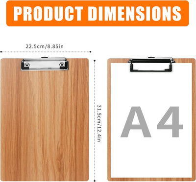 Klemmbrett Holz A4,5 Stück Schreibbrett Klemmbretter mit Metalklemme, Schreibplatte Clipboard Zwisch
